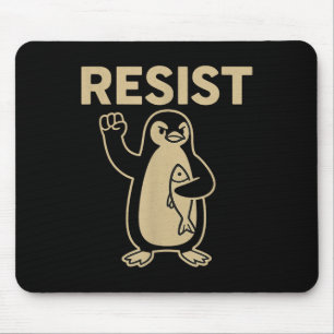 Funny Vintage Resist Penguin Activism Graphic Desi Mouse Pad