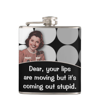 Funny Vintage Retro Lady Hip Flask