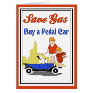Funny vintage retro Save Gas pedal car ad