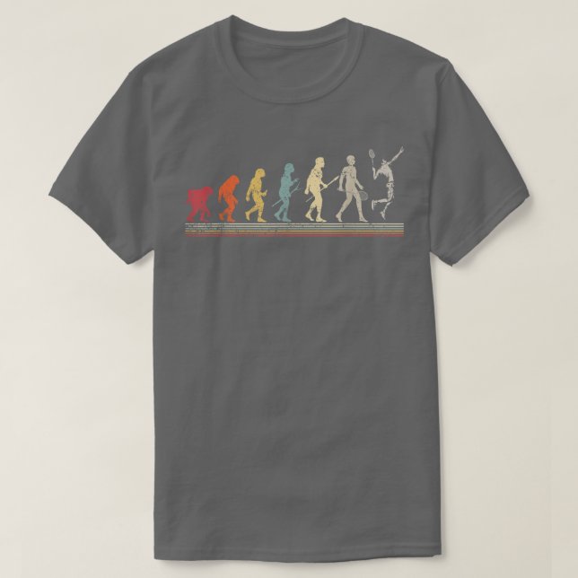 Funny Vintage Retro Style Evolution Badminton  T-Shirt (Design Front)