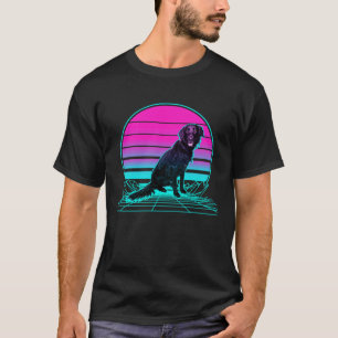 Funny Vintage Retro Sunset Flat Coated Retriever T-Shirt