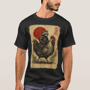 Funny Vintage Samurai Raccoon Japanese Graphic Uki T-Shirt