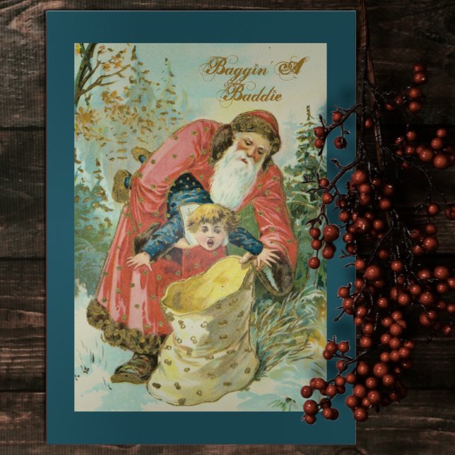 Funny Vintage Santa Baggin A Baddie Holiday Card (Creator Uploaded)