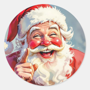 Funny Vintage Santa Claus Christmas Classic Round Sticker