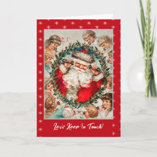 Funny Vintage Santa Claus on Telephone Christmas Card