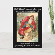 Funny Vintage Santa Holiday Card