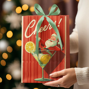 Funny Vintage Santa in Martini Glass   Gift Bag