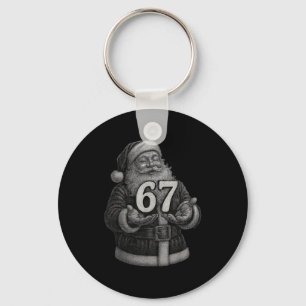 Funny Vintage Six Seven 6 7 Meme Santa Christmas 6 Key Ring