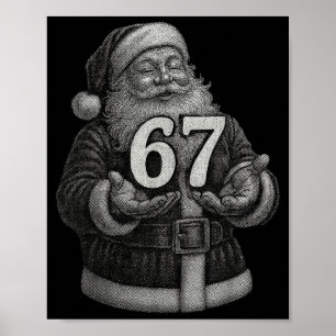 Funny Vintage Six Seven 6 7 Meme Santa Christmas 6 Poster