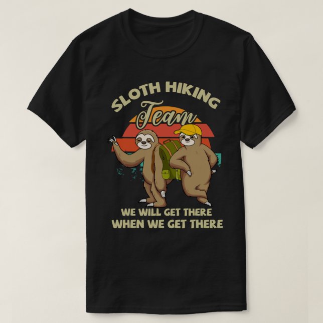 Funny Vintage Sloth Hiking Team Sloth T-Shirt (Design Front)