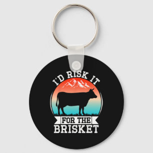 Funny Vintage Smoke Brisket Id Risk It For The Bri Key Ring