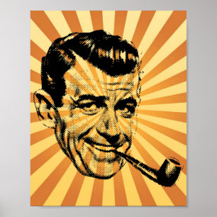 Funny vintage smoke pipe poster