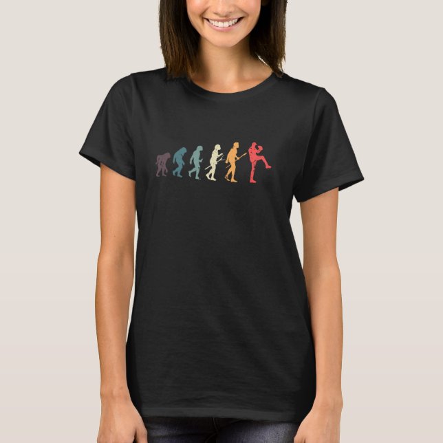 Funny Vintage Softball Pitcher Baseball Evolution  T-Shirt (Front)
