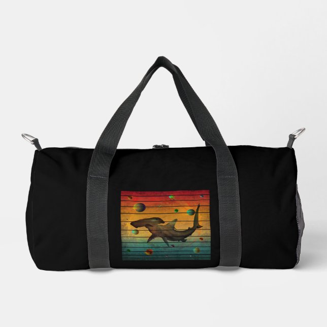 Funny Vintage Space Shark Duffle Bag (Front)
