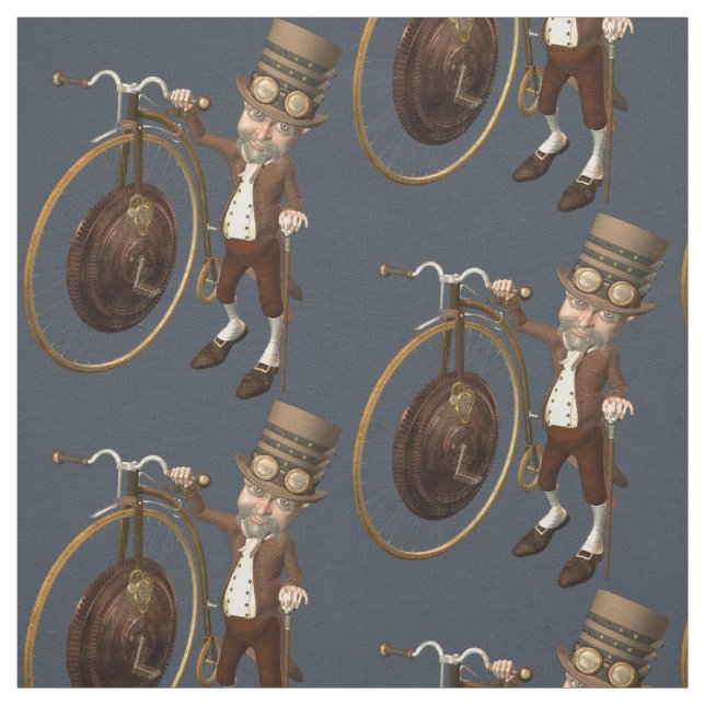 Funny Vintage Steampunk Penny Farthing Fabric (Swatch)