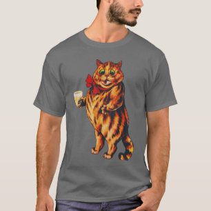 Funny Vintage Striped Cocktail Party Boozer Cat T-Shirt