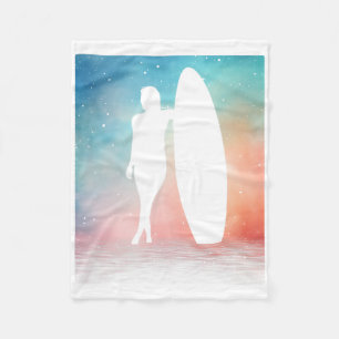 Funny Vintage Surf Design For Women Surfing Girl S Fleece Blanket