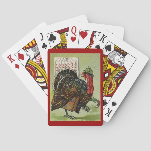 Funny Vintage Thanksgiving Turkey Playing Cards! Cards (Back)