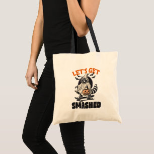 Funny Vintage Themed Racoon Skateboard Halloween Tote Bag