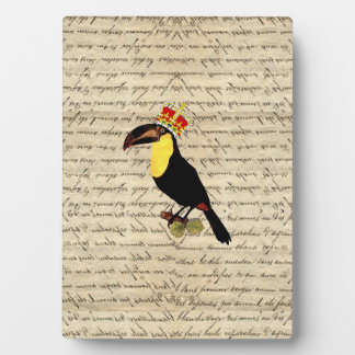 Funny vintage toucan & crown plaque
