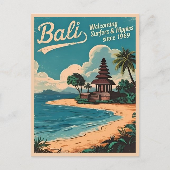 Funny Vintage Travel Bali Indonesia Retro Humour Postcard (Front)