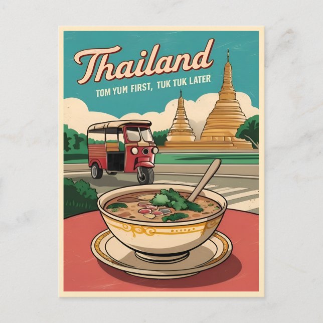 Funny Vintage Travel Thailand Humour Retro Graphic Postcard (Front)