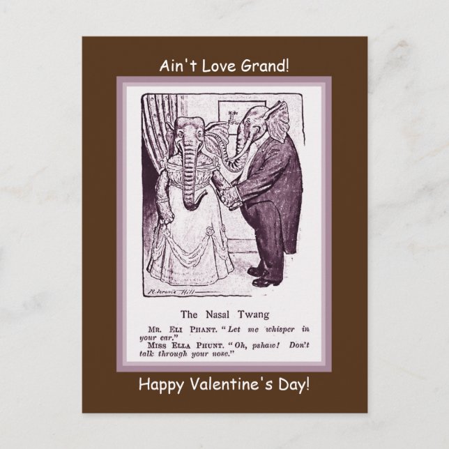 Funny Vintage Valentine Animal Couple Dating copy  Postcard (Front)