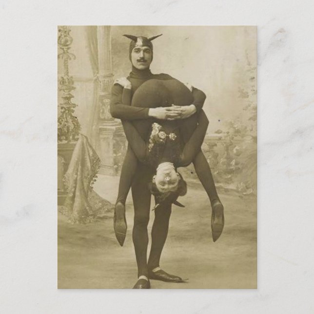 Funny Vintage Victorian Circus Performers Postcard (Front)