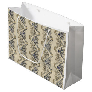 Funny Vintage Wallpaper - sand blue Large Gift Bag