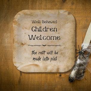 Funny Vintage Welcome Children Halloween Party Paper Plate