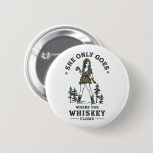 Funny Vintage Western Cowgirl Whiskey Lover 6 Cm Round Badge