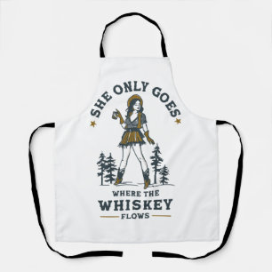 Funny Vintage Western Cowgirl Whiskey Lover Apron
