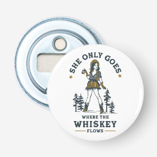 Funny Vintage Western Cowgirl Whiskey Lover Bottle Opener