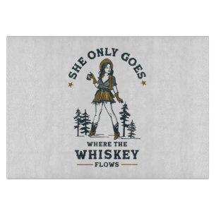 Funny Vintage Western Cowgirl Whiskey Lover Cutting Board