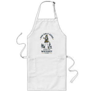Funny Vintage Western Cowgirl Whiskey Lover Long Apron