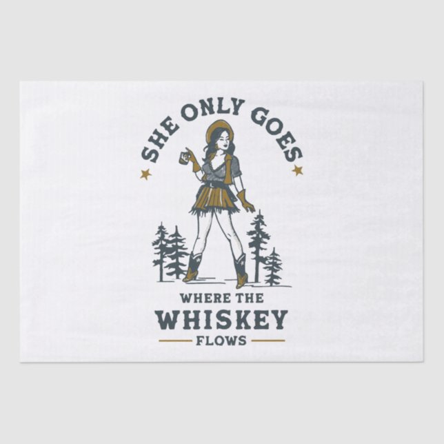 Funny Vintage Western Cowgirl Whiskey Lover Tissue Paper (Front)