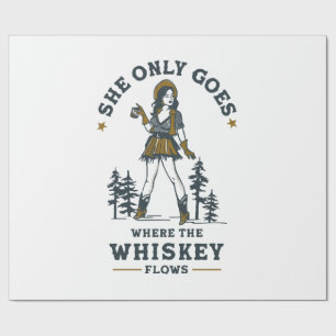Funny Vintage Western Cowgirl Whiskey Lover Wrapping Paper