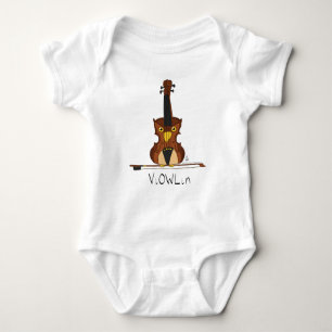 Funny Violin Owl Animal Cute Kids Cartoon Baby Bodysuit