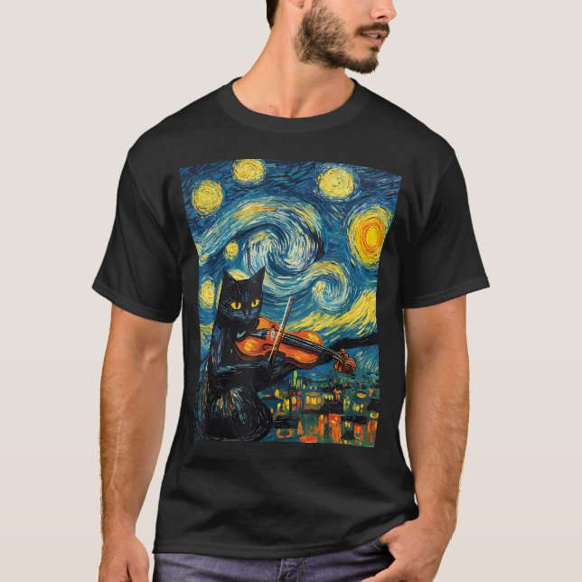 Funny Violin Viola Cat T-Shirt (Front)