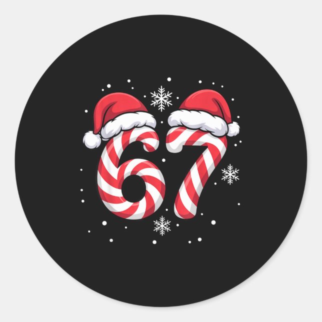 Funny Viral 67 Candy Canes Santa Funny Holiday Kid Classic Round Sticker (Front)