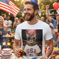 Funny Viral Meme Tabby Cat 4th of July