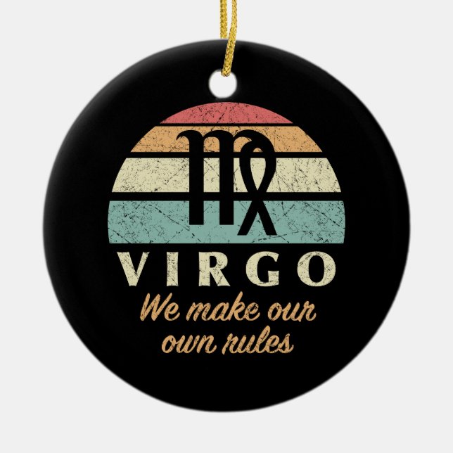 Funny Virgo Zodiac Rules Ceramic Tree Decoration (Front)