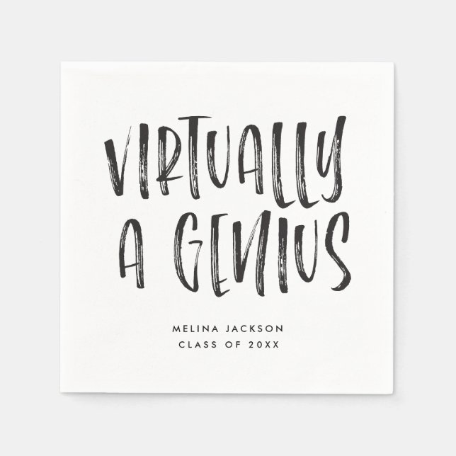 Funny Virtually a Genius Graduation Party Napkin (Front)