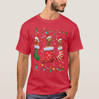Funny Vizsla Christmas Socks Lights Funny Dog Love T-Shirt