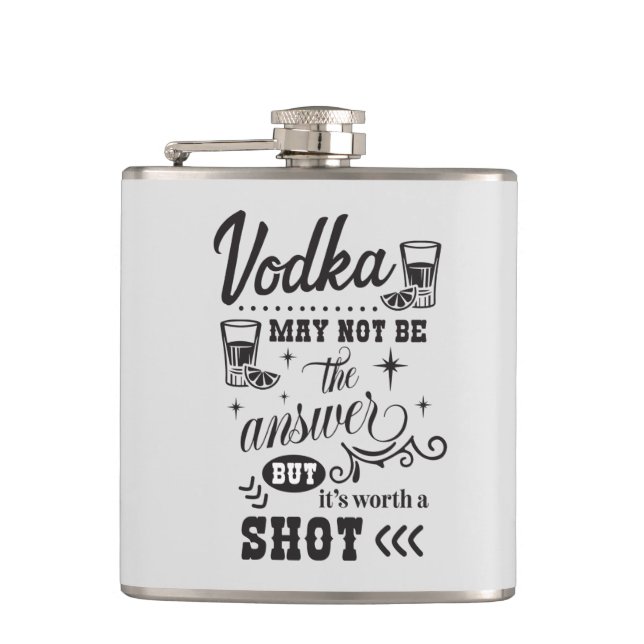 funny vodka drinking word art hip flask (Front)