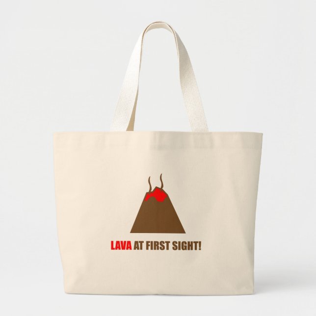 Funny Volcano Large Tote Bag (Front)