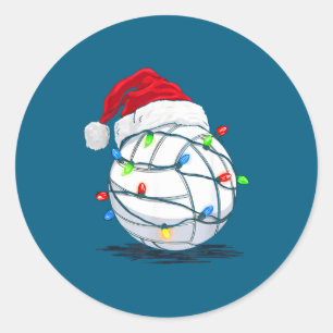 Funny Volleyball Ball Christmas Graphics Lights Lo Classic Round Sticker