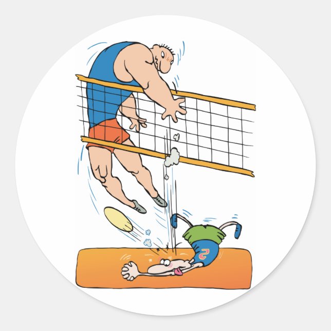 Funny Volleyball Classic Round Sticker (Front)