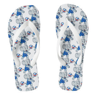 Funny Volleyball Elephant Beach Pair of Flip Flops