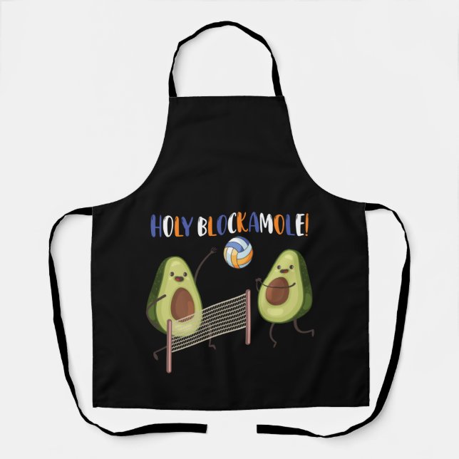 Funny Volleyball Holy Guacamole Player Blocker Apron (Front)